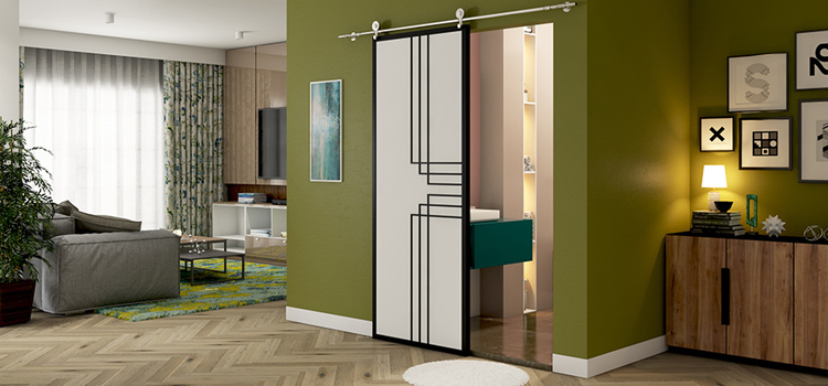 sliding bathroom door installation in Bloomingdale